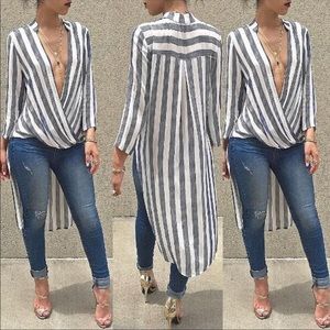 NEW•L-XL•Creme De La Creme Cici Statement Style Striped Shirt Dress